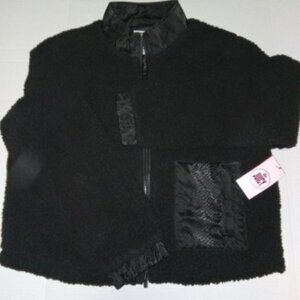 Juicy Couture Size L Black Liquorice Faux Fur Snake Skin Print Jacket Coat NWT